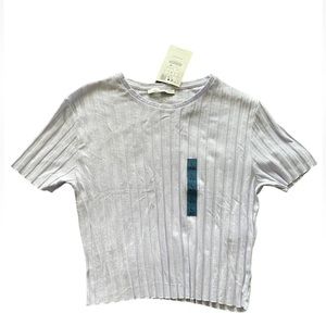 NWT Pull & Bear Women’s Lavender/ Light Purple Pleated Crop Top TShirt - Large